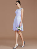 A-Line/Princess Bateau Sleeveless Lace Short/Mini Chiffon Bridesmaid Dresses TPP0005679