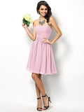 A-Line/Princess Sweetheart Pleats Sleeveless Short Chiffon Bridesmaid Dresses TPP0005177