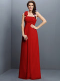 A-Line/Princess Strapless Hand-Made Flower Sleeveless Long Chiffon Bridesmaid Dresses TPP0005737