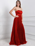 A-Line/Princess Strapless Sleeveless Ruffles Long Chiffon Bridesmaid Dresses TPP0005555