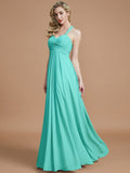 A-Line/Princess Sweetheart Sleeveless Ruched Floor-Length Chiffon Bridesmaid Dresses TPP0005051