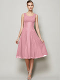 A-Line/Princess Straps Sleeveless Pleats Short Chiffon Bridesmaid Dresses TPP0005093