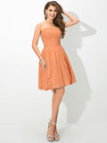 A-Line/Princess Sweetheart Pleats Sleeveless Short Chiffon Bridesmaid Dresses TPP0005491