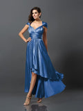 Sheath/Column Sleeveless High Low Silk like Satin Bridesmaid Dresses TPP0005141