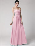 Sheath/Column Sweetheart Sleeveless Pleats Long Chiffon Bridesmaid Dresses TPP0005844