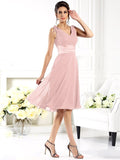 A-Line/Princess V-neck Sleeveless Short Chiffon Bridesmaid Dresses TPP0005239