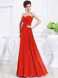 A-Line/Princess Sweetheart Sleeveless Chiffon Pleats Long Bridesmaid Dresses TPP0005559