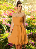 A-Line/Princess Sweetheart Bowknot Sleeveless Short Chiffon Bridesmaid Dresses TPP0005489