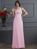 Sheath/Column One-Shoulder Sleeveless Pleats Long Chiffon Bridesmaid Dresses TPP0005791