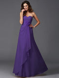 A-Line/Princess Sweetheart Hand-Made Flower Sleeveless Long Chiffon Bridesmaid Dresses TPP0005192