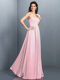 A-Line/Princess Sweetheart Pleats Sleeveless Long Chiffon Bridesmaid Dresses TPP0005405