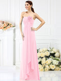 A-Line/Princess Strapless Hand-Made Flower Sleeveless Long Chiffon Bridesmaid Dresses TPP0005590