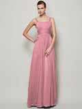 Sheath/Column Straps Sleeveless Pleats Long Chiffon Bridesmaid Dresses TPP0005157