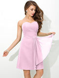 Sheath/Column Sweetheart Pleats Sleeveless Short Chiffon Bridesmaid Dresses TPP0005639