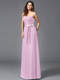 A-Line/Princess Sweetheart Sash/Ribbon/Belt Sleeveless Long Lace Bridesmaid dresses TPP0005357