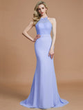 Trumpet/Mermaid Sleeveless Scoop Sweep/Brush Train Chiffon Bridesmaid Dresses TPP0005142