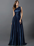 A-Line/Princess Pleats Sleeveless Long Silk like Satin Bridesmaid Dresses TPP0004905