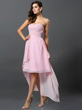 A-Line/Princess Sweetheart Pleats Sleeveless High Low Chiffon Bridesmaid Dresses TPP0005031