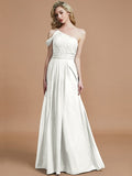 A-Line/Princess One-Shoulder Floor-Length Chiffon Sleeveless Bridesmaid Dresses TPP0005381