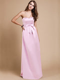 Sheath/Column Sweetheart Sleeveless Long Bowknot Satin Bridesmaid Dresses TPP0005678