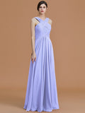 A-Line/Princess Halter Sleeveless Floor-Length Ruched Chiffon Bridesmaid Dresses TPP0005501