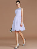 A-Line/Princess Sweetheart Sleeveless Lace Short/Mini Chiffon Bridesmaid Dresses TPP0005413