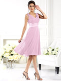 A-Line/Princess V-neck Sleeveless Short Chiffon Bridesmaid Dresses TPP0005239