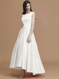 A-Line/Princess Bateau Sleeveless Asymmetrical Ruffles Satin Bridesmaid Dresses TPP0005281