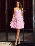 A-Line/Princess Sweetheart Ruched Sleeveless Short Chiffon Bridesmaid Dresses TPP0005375