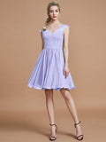 A-Line/Princess V-neck Chiffon Knee-Length Bridesmaid Dresses TPP0005411