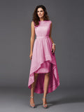 A-Line/Princess Scoop Sash/Ribbon/Belt Sleeveless High Low Chiffon Bridesmaid Dresses TPP0005166