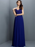 A-Line/Princess V-neck Lace Sleeveless Long Chiffon Bridesmaid Dresses TPP0005562