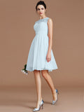 A-Line/Princess Sweetheart Sleeveless Lace Short/Mini Chiffon Bridesmaid Dresses TPP0005413