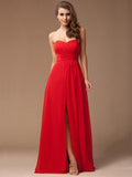 Sheath/Column Sweetheart Sleeveless Long Ruffles Chiffon Bridesmaid Dresses TPP0005183