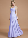 A-Line/Princess Sweetheart Sleeveless Ruched Floor-Length Chiffon Bridesmaid Dresses TPP0005051