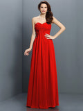 A-Line/Princess Sweetheart Pleats Sleeveless Long Satin Bridesmaid Dresses TPP0005522