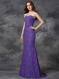 Trumpet/Mermaid Sweetheart Applique Sleeveless Long Satin Bridesmaid Dresses TPP0005296