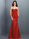 Trumpet/Mermaid Sweetheart Lace Sleeveless Long Satin Bridesmaid Dresses TPP0005592