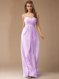 Sheath/Column Sweetheart Sleeveless Long Beading Ruffles Chiffon Bridesmaid Dresses TPP0005772