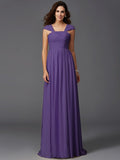 A-Line/Princess Straps Ruffles Sleeveless Long Chiffon Bridesmaid Dresses TPP0005470