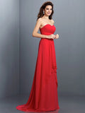 A-Line/Princess Sweetheart Pleats Sleeveless Long Chiffon Bridesmaid Dresses TPP0005681