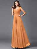 A-Line/Princess V-neck Sleeveless Long Chiffon Bridesmaid dresses TPP0005278