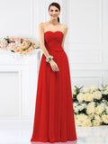 A-Line/Princess Sweetheart Pleats Hand-Made Flower Sleeveless Long Chiffon Bridesmaid Dresses TPP0005765