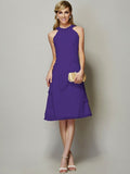 Sheath/Column Bateau Sleeveless Beading Short Chiffon Bridesmaid Dresses TPP0005163