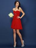 A-Line/Princess Sweetheart Beading Sleeveless Short Chiffon Bridesmaid Dresses TPP0005052