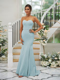 Trumpet/Mermaid Stretch Crepe Ruffles Strapless Sleeveless Sweep/Brush Train Bridesmaid Dresses TPP0004906