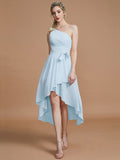 A-Line/Princess One-Shoulder Sleeveless Layers Asymmetrical Chiffon Bridesmaid Dresses TPP0005056