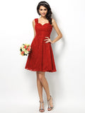 A-Line/Princess Straps Lace Sleeveless Short Bridesmaid Dresses TPP0005042