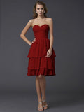 Sheath/Column Sweetheart Sleeveless Short Chiffon Bridesmaid Dresses TPP0005867