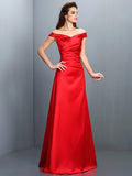 Sheath/Column Off-the-Shoulder Sleeveless Long Satin Bridesmaid Dresses TPP0005332